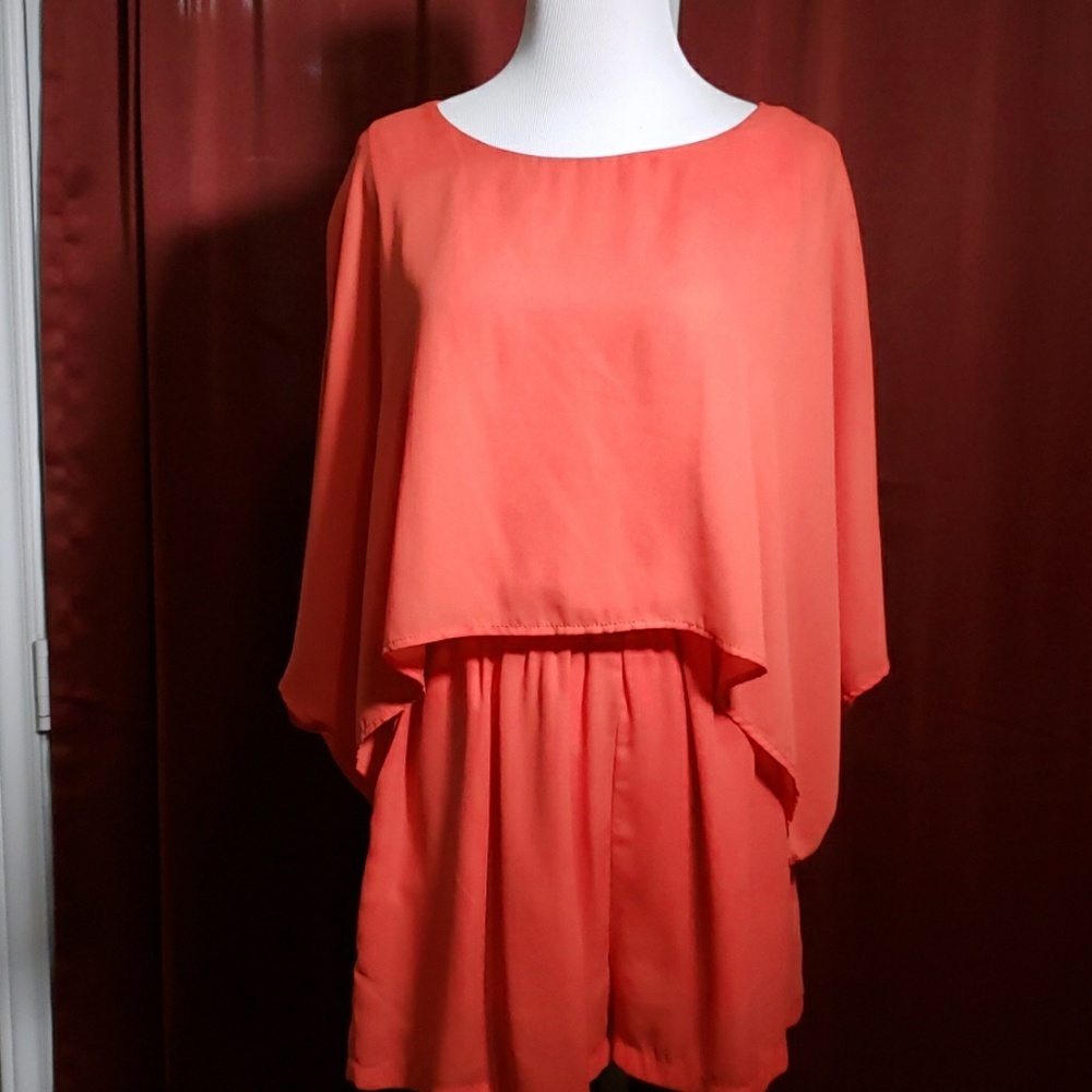 Gianni Bini Romper orange short set with pockets